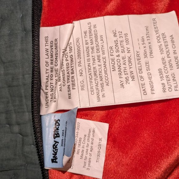 Angry Birds velour sleeping bag/comforter, size 54x30 - Picture 5 of 6